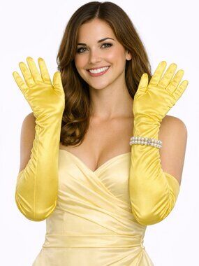 Women's Long Yellow Opera, Derby, Prom or  Evening Gloves